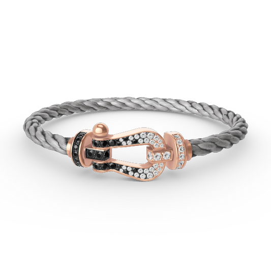 [Riva Jewelry]ARMBAND GROSSES HUFEISEN SCHWARZ-WEISSE DIAMANTEN - ROSÉGOLD