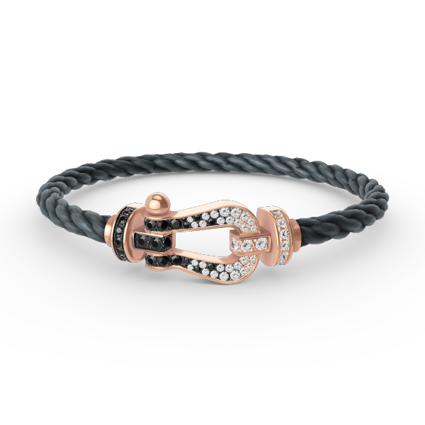 [Riva Jewelry]ARMBAND GROSSES HUFEISEN SCHWARZ-WEISSE DIAMANTEN - ROSÉGOLD