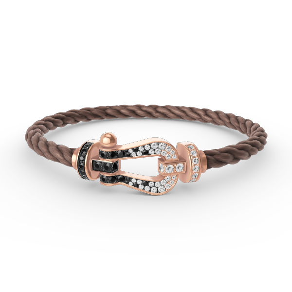 [Riva Jewelry]ARMBAND GROSSES HUFEISEN SCHWARZ-WEISSE DIAMANTEN - ROSÉGOLD