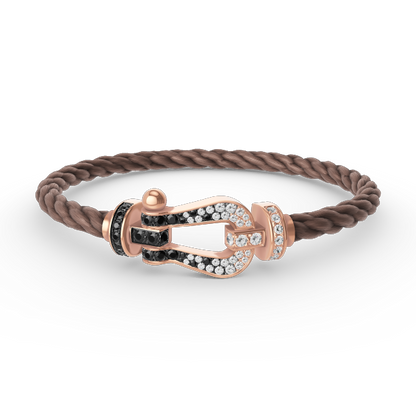 [Riva Jewelry]ARMBAND GROSSES HUFEISEN SCHWARZ-WEISSE DIAMANTEN - ROSÉGOLD