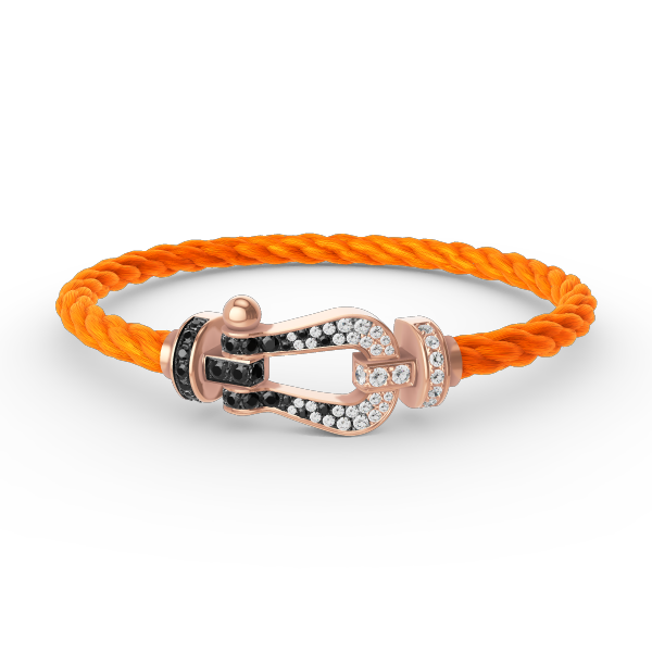 [Riva Jewelry]ARMBAND GROSSES HUFEISEN SCHWARZ-WEISSE DIAMANTEN - ROSÉGOLD