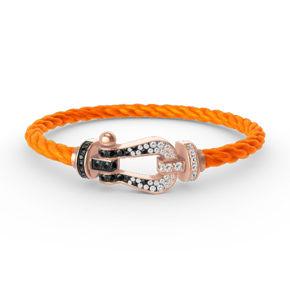 [Riva Jewelry]ARMBAND GROSSES HUFEISEN SCHWARZ-WEISSE DIAMANTEN - ROSÉGOLD