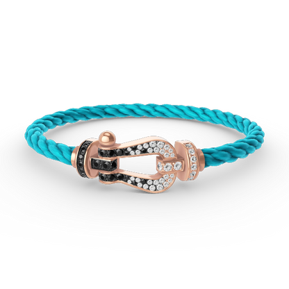 [Riva Jewelry]ARMBAND GROSSES HUFEISEN SCHWARZ-WEISSE DIAMANTEN - ROSÉGOLD