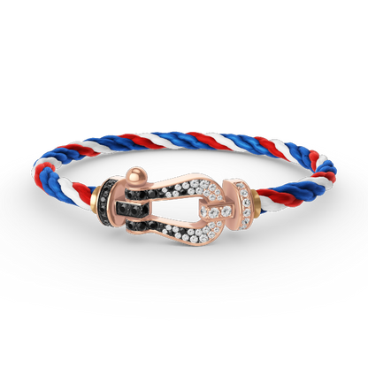 [Riva Jewelry]ARMBAND GROSSES HUFEISEN SCHWARZ-WEISSE DIAMANTEN - ROSÉGOLD