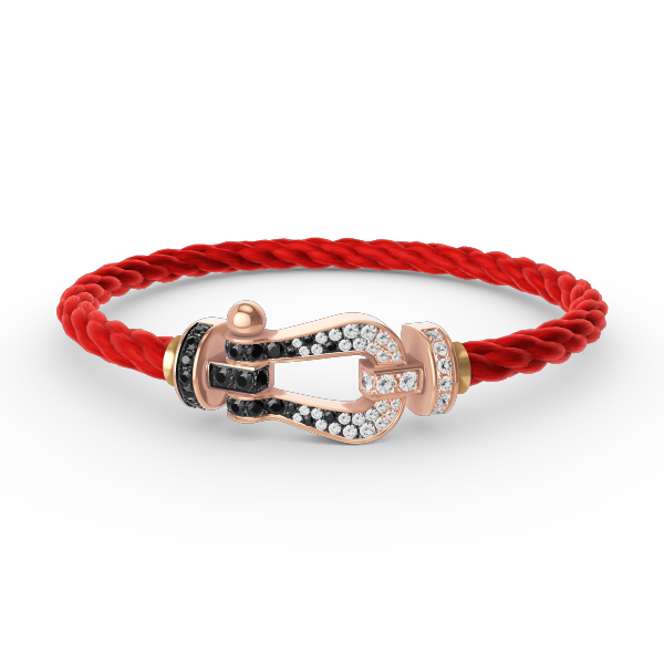 [Riva Jewelry]ARMBAND GROSSES HUFEISEN SCHWARZ-WEISSE DIAMANTEN - ROSÉGOLD