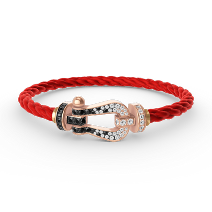 [Riva Jewelry]ARMBAND GROSSES HUFEISEN SCHWARZ-WEISSE DIAMANTEN - ROSÉGOLD