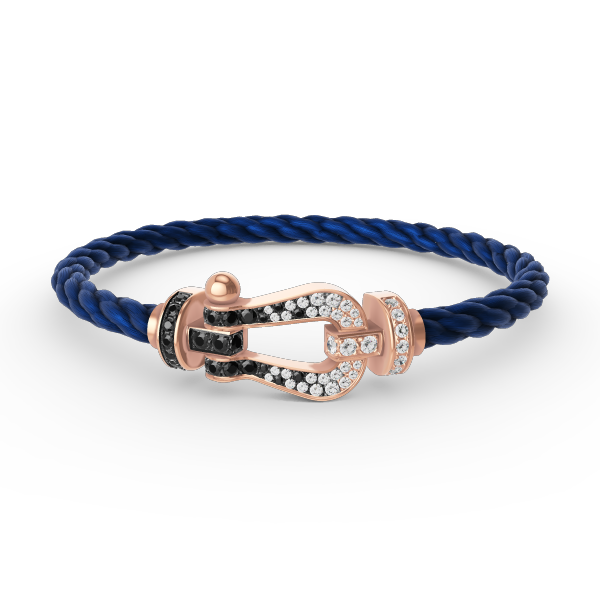 [Riva Jewelry]ARMBAND GROSSES HUFEISEN SCHWARZ-WEISSE DIAMANTEN - ROSÉGOLD