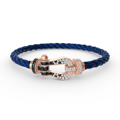 [Riva Jewelry]ARMBAND GROSSES HUFEISEN SCHWARZ-WEISSE DIAMANTEN - ROSÉGOLD