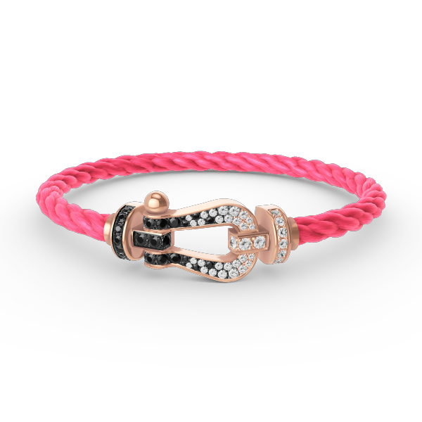 [Riva Jewelry]ARMBAND GROSSES HUFEISEN SCHWARZ-WEISSE DIAMANTEN - ROSÉGOLD