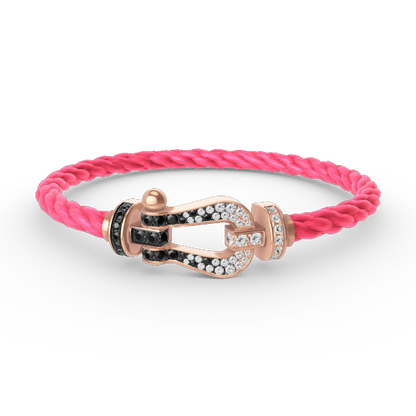 [Riva Jewelry]ARMBAND GROSSES HUFEISEN SCHWARZ-WEISSE DIAMANTEN - ROSÉGOLD