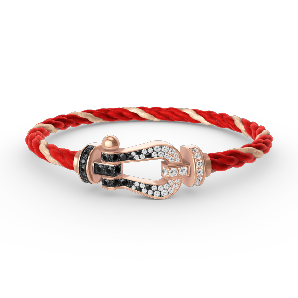 [Riva Jewelry]ARMBAND GROSSES HUFEISEN SCHWARZ-WEISSE DIAMANTEN - ROSÉGOLD