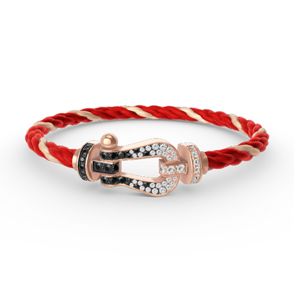 [Riva Jewelry]ARMBAND GROSSES HUFEISEN SCHWARZ-WEISSE DIAMANTEN - ROSÉGOLD