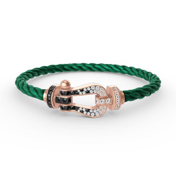 [Riva Jewelry]ARMBAND GROSSES HUFEISEN SCHWARZ-WEISSE DIAMANTEN - ROSÉGOLD