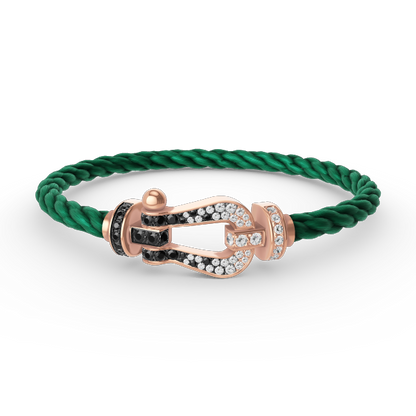 [Riva Jewelry]ARMBAND GROSSES HUFEISEN SCHWARZ-WEISSE DIAMANTEN - ROSÉGOLD