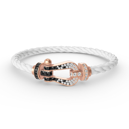 [Riva Jewelry]ARMBAND GROSSES HUFEISEN SCHWARZ-WEISSE DIAMANTEN - ROSÉGOLD