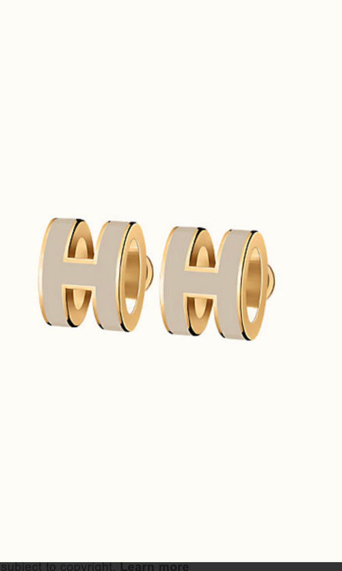 [Riva Jewelry ]MINI POP H GOLD EARRINGS GREY