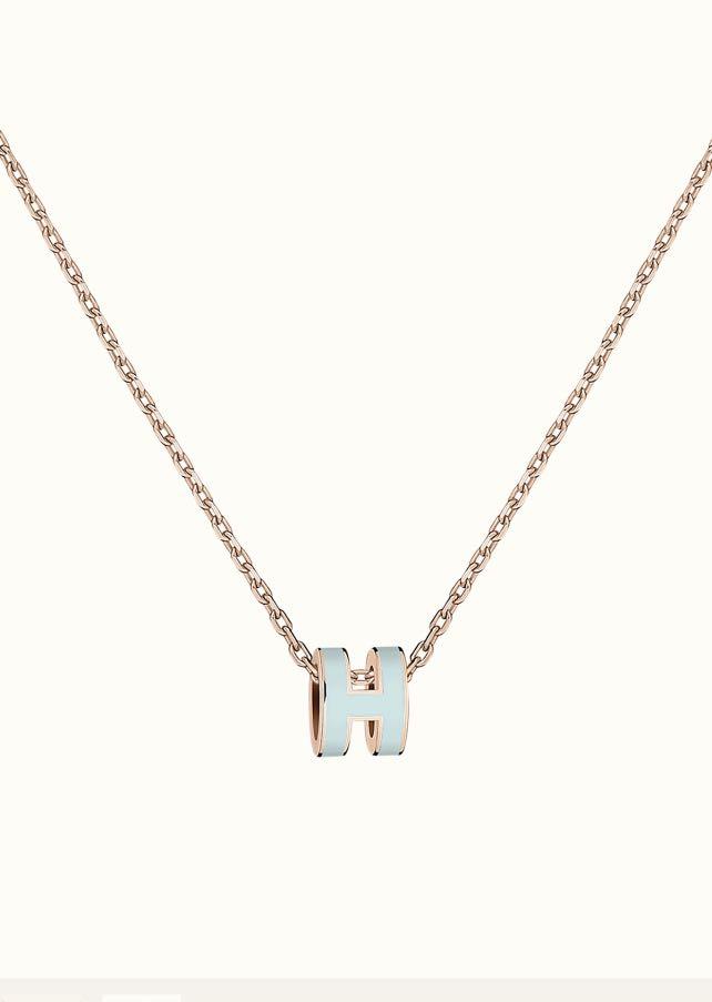 [Riva Jewelry ]POP H LIGHT BLUE NECKLACE