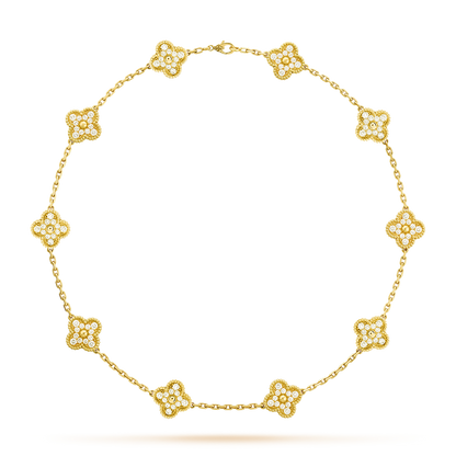 [Riva Jewelry ]CLOVER 10 MOTIFS DIAMOND NECKLACE