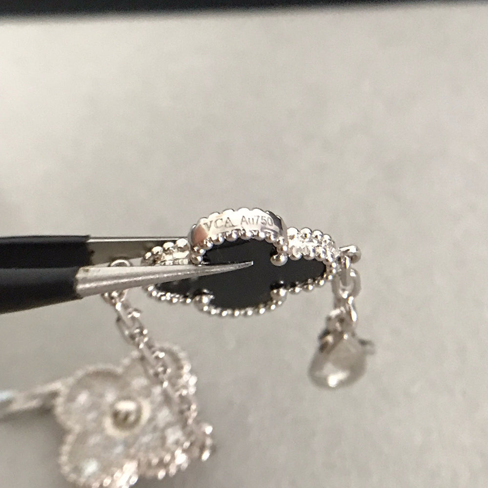 [Riva Schmuck]Glückskleeblatt-Armband mit 5 Motiven - SCHWARZE ONYX-KOLLEKTION