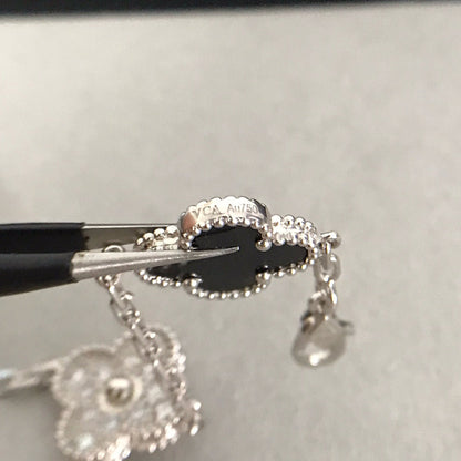 [Riva Schmuck]Glückskleeblatt-Armband mit 5 Motiven - SCHWARZE ONYX-KOLLEKTION