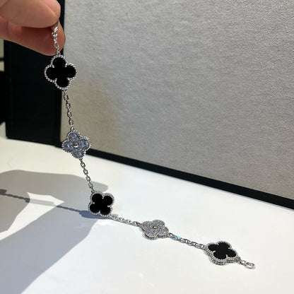 [Riva Schmuck]Glückskleeblatt-Armband mit 5 Motiven - SCHWARZE ONYX-KOLLEKTION