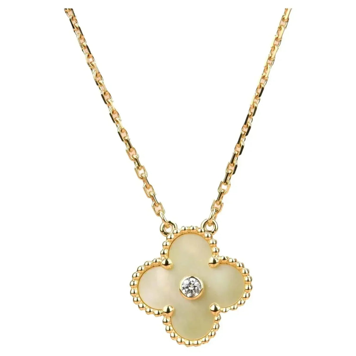 [Riva Jewelry ]CLOVER 15MM DIAMOND GOLD MOTHER OF PEARL NECKLACE