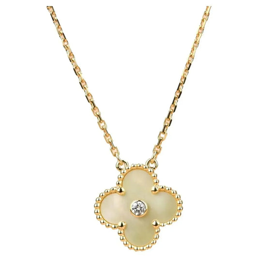 [Riva Jewelry ]CLOVER 15MM DIAMOND GOLD MOTHER OF PEARL NECKLACE