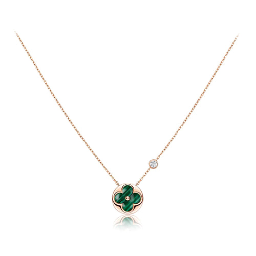 [Riva Jewelry ]SUN PEDANT PINK GOLD 1 DIAMOND NECKLACE