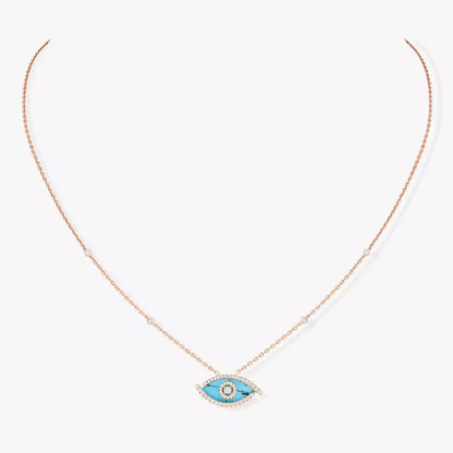 [Riva Jewelry]Lucky Eye Diamond Necklace in Rose Gold and Turquoise