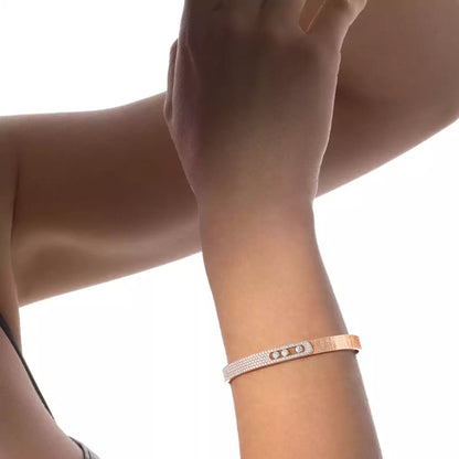 [Riva Jewelry]ムーブ ノア シズレ ハーフパヴェ ダイヤモンド バングル ブレスレット
