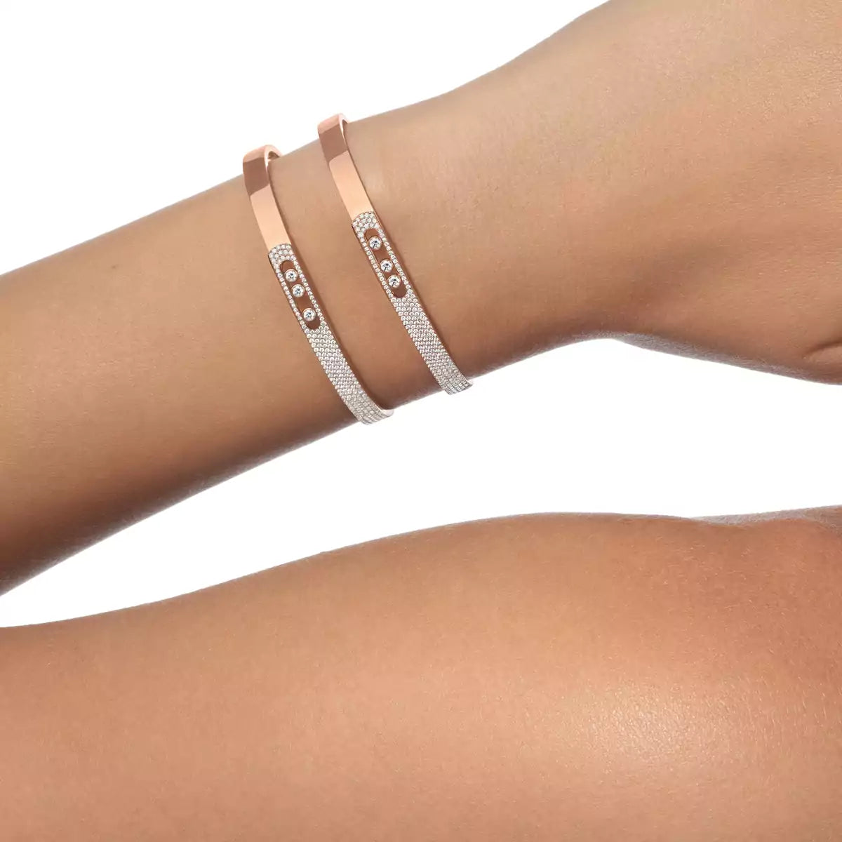 [Riva Jewelry]Move Noa Rose Gold Pavé Diamond Bangle Bracelet