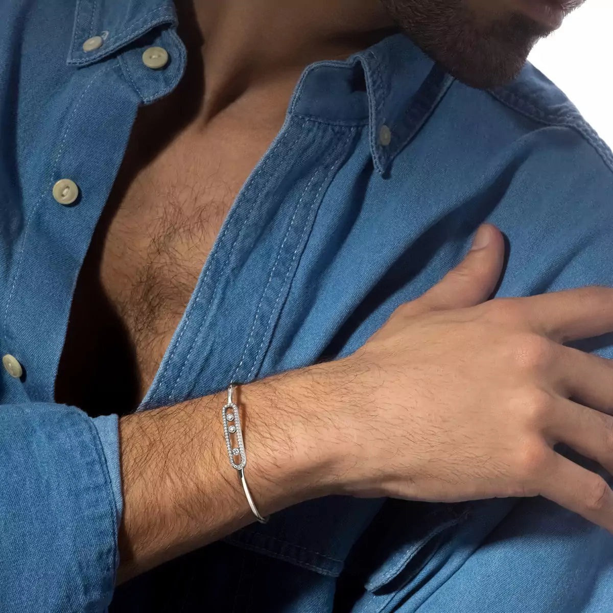 [Riva Jewelry]ムーブ パヴェ ダイヤモンド バングル ブレスレット M