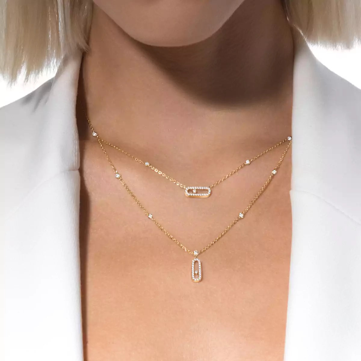[Riva Jewelry]ムーブウノ 2ロウ パヴェネックレス