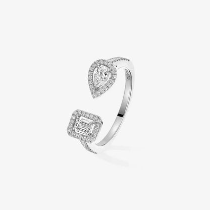 [Riva Jewelry]オープンシュガーキューブ＆ティアドロップパヴェダイヤモンドリング
