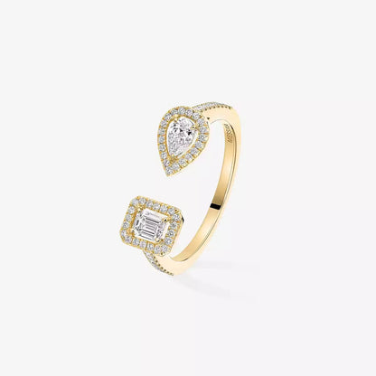 [Riva Jewelry]オープンシュガーキューブ＆ティアドロップパヴェダイヤモンドリング