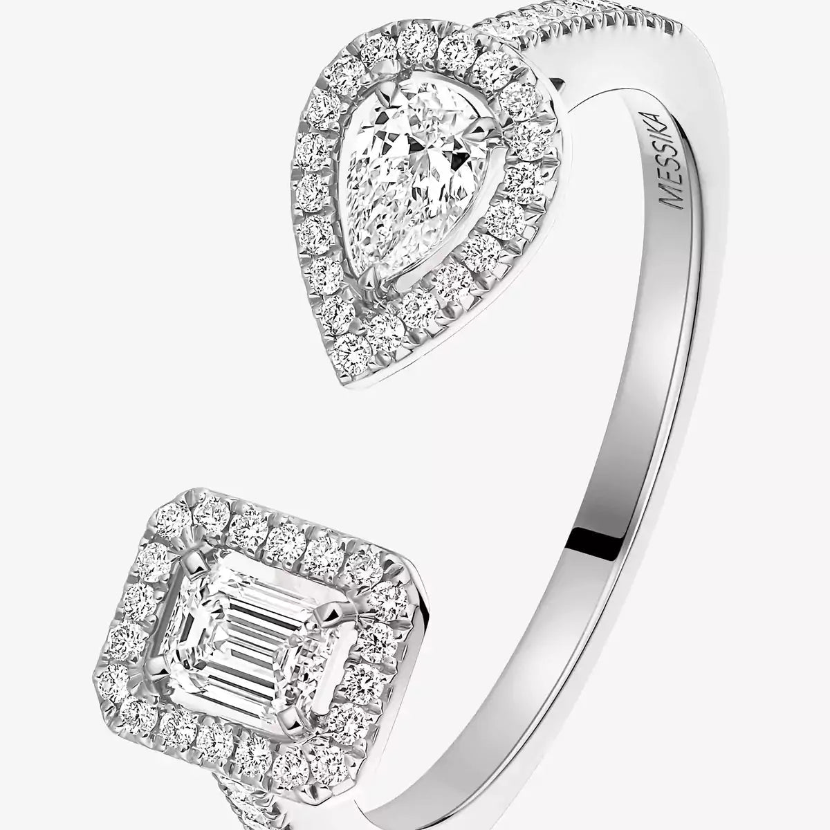 [Riva Jewelry]オープンシュガーキューブ＆ティアドロップパヴェダイヤモンドリング