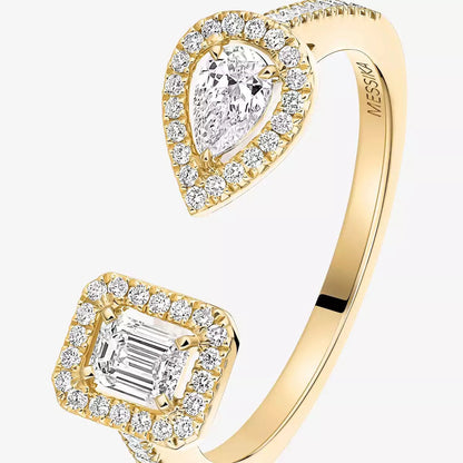 [Riva Jewelry]オープンシュガーキューブ＆ティアドロップパヴェダイヤモンドリング