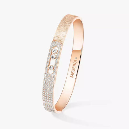 [Riva Jewelry]ムーブ ノア シズレ ハーフパヴェ ダイヤモンド バングル ブレスレット