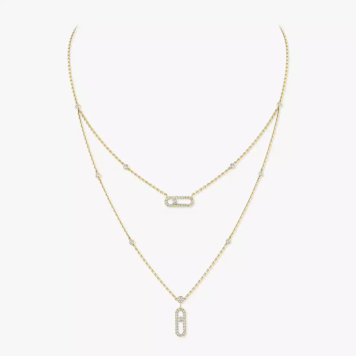 [Riva Jewelry]ムーブウノ 2ロウ パヴェネックレス
