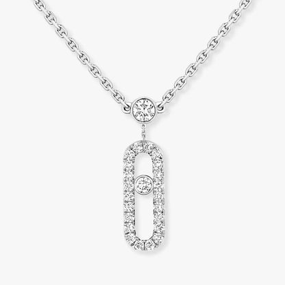[Riva Jewelry]2 Rows Rose Gold Diamond Pave_ Necklace Move Uno