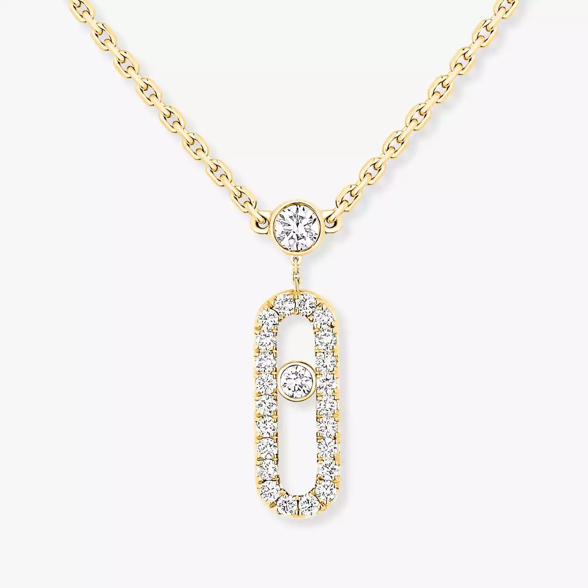 [Riva Jewelry]2 Rows Rose Gold Diamond Pave_ Necklace Move Uno