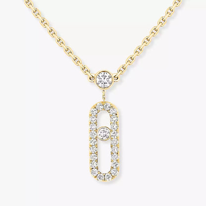 [Riva Jewelry]2 Rows Rose Gold Diamond Pave_ Necklace Move Uno