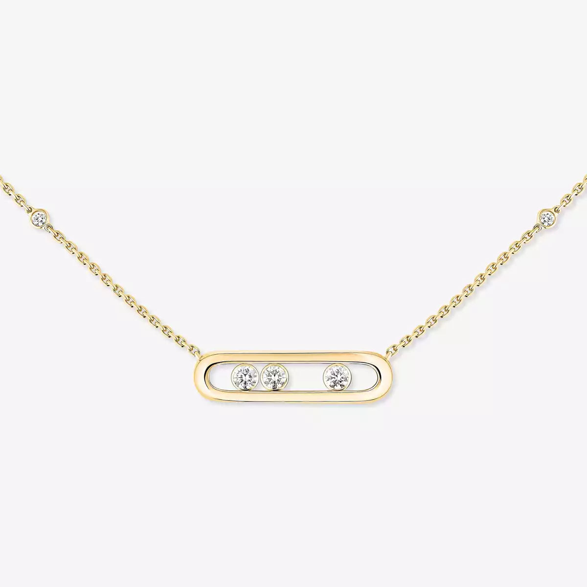 [Riva Jewelry]MOVE PAVÉ ANHÄNGER KETTE MIT 4 BEWEGLICHEN DIAMANTEN