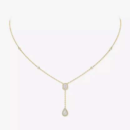 [Riva Jewelry]SUGAR CUBE & TEARDROP FULL PAVÉ NECKLACE