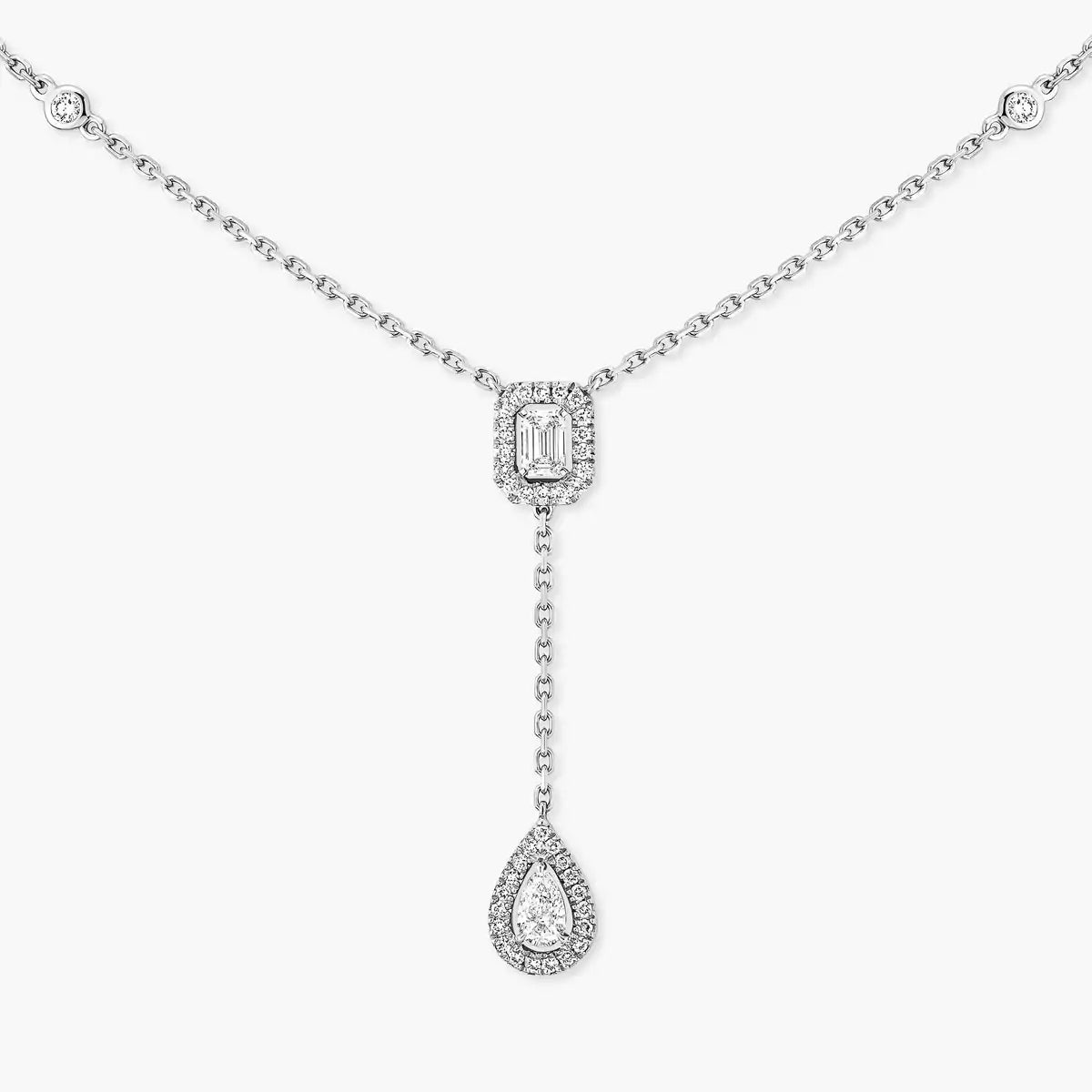 [Riva Jewelry]SUGAR CUBE & TEARDROP FULL PAVÉ NECKLACE