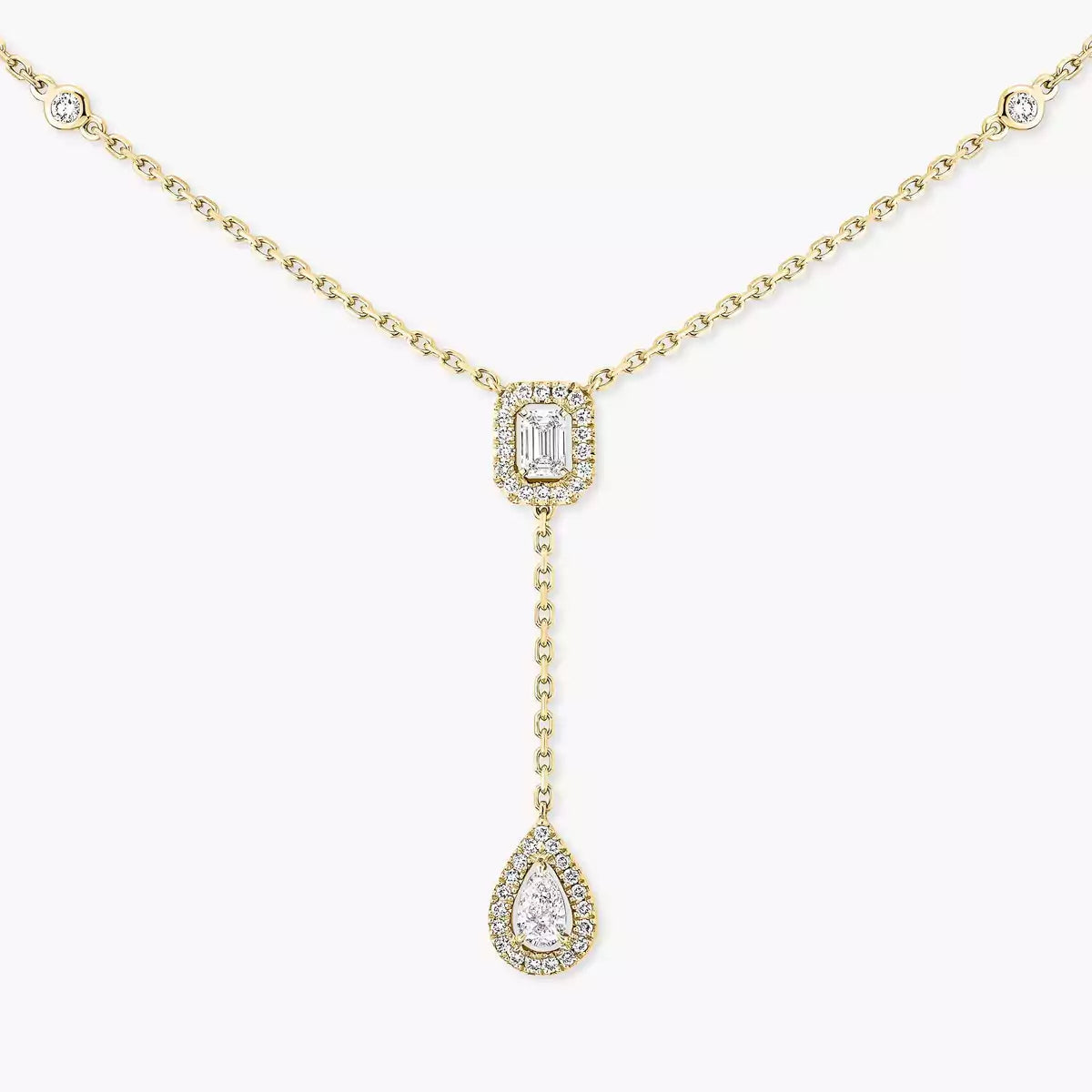 [Riva Jewelry]SUGAR CUBE & TEARDROP FULL PAVÉ NECKLACE