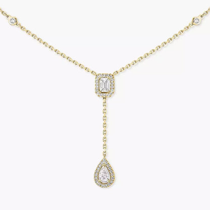 [Riva Jewelry]SUGAR CUBE & TEARDROP FULL PAVÉ NECKLACE