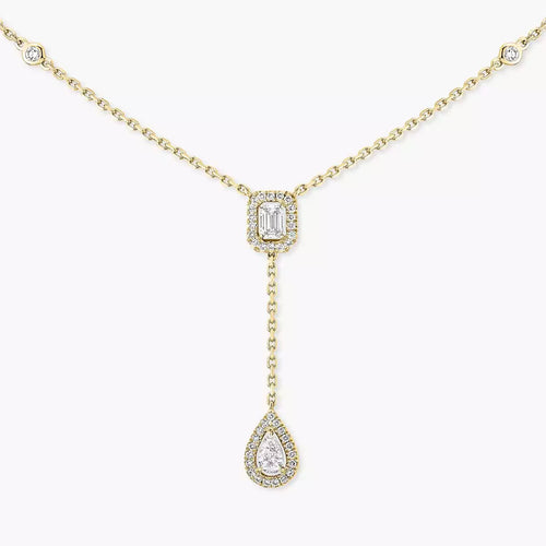 [Riva Jewelry]SUGAR CUBE & TEARDROP FULL PAVÉ NECKLACE