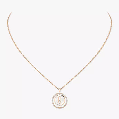 [Riva Jewelry]Lucky Move Diamond Necklace in Rose Gold and White Mother-of-Pearl