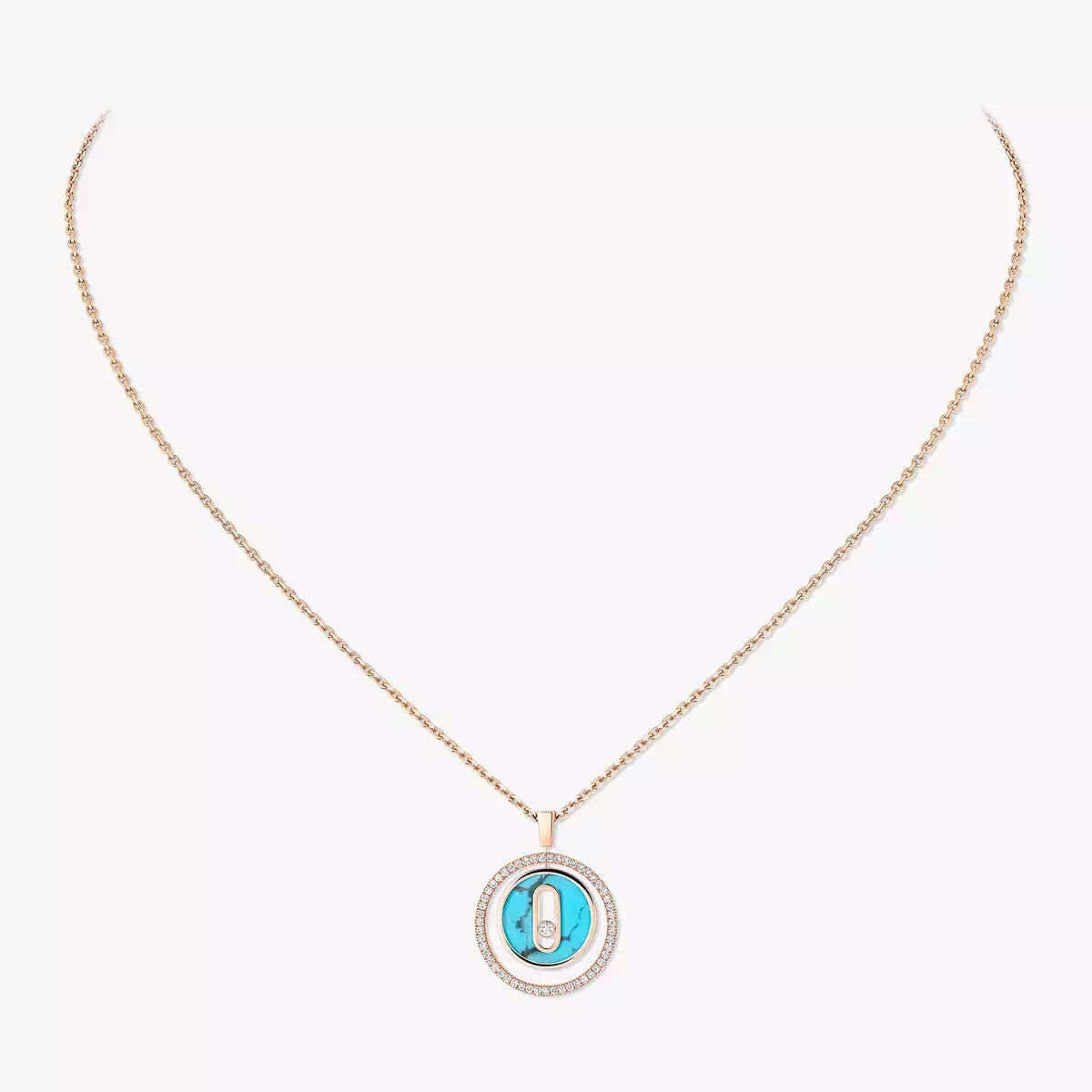 [Riva Jewelry]Lucky Move Diamond Necklace in Rose Gold and White Mother-of-Pearl